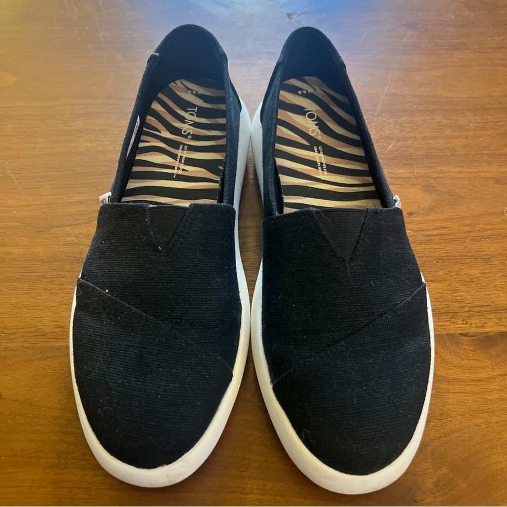 TOMS‎ Alpargata Mallow Black Heritage Canvas Woven Slip-on Shoes 8.5
